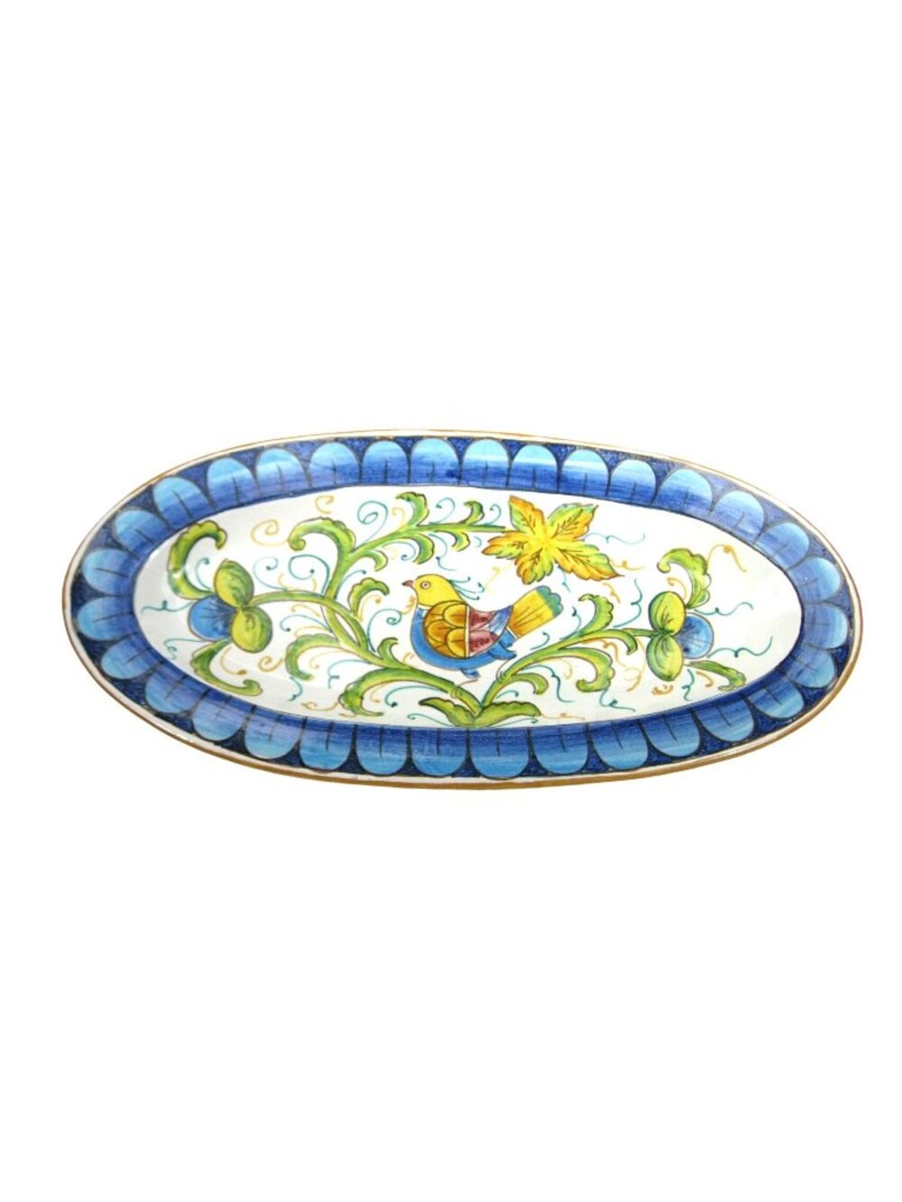 Hand Painted Ceramic Serving Platter Floral Bird Design Wall Decor 16 inch